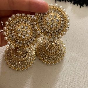 Extra large Pearl Jhumka Jhumki earrings Eid Diwali